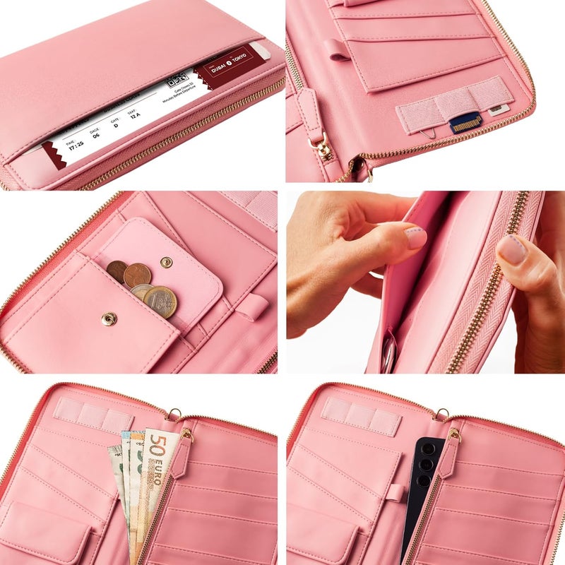 Apadi Travel Document Organizer - RFID Passport Wallet Case Family Holder Id Wristlet - Image 5